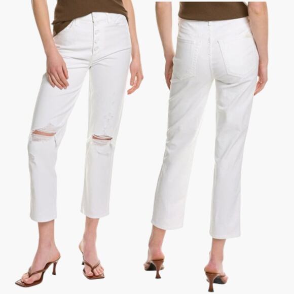 7 for all Mankind High Waist Cropped Straight Jeans White Size 25 NWT $218 MSRP - Picture 1 of 9